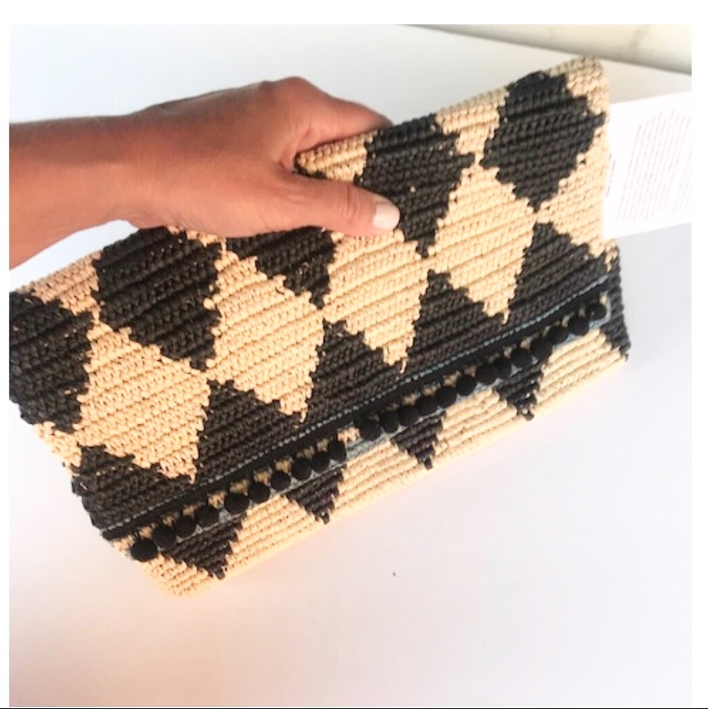 Sensi Studio Rombos Woven Straw Clutch